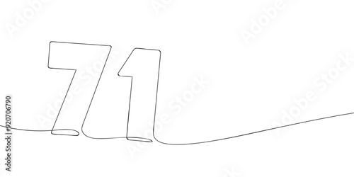 A single line drawing of a seventy one symbol. Continuous line seventy first number icon. One line icon. Vector illustration.