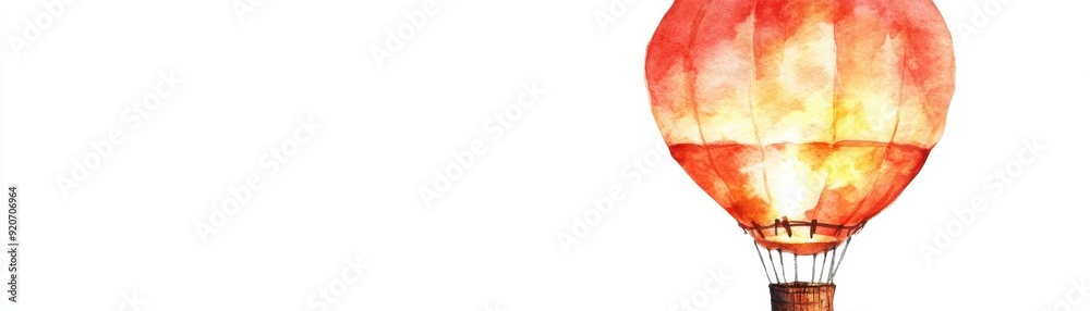 Obraz premium Watercolor illustration of a hot air balloon in the shape of a character, playful and unique, isolated on white background