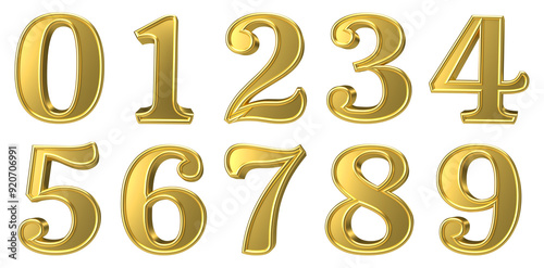 set of 3d golden numbers
