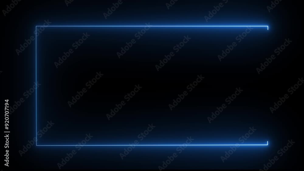 Animation of rectangle glowing neon frame background. Neon abstract rectangle shape line animation.