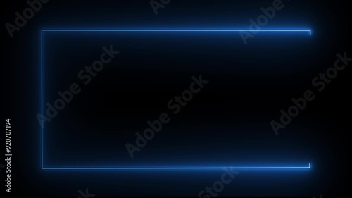 Animation of rectangle glowing neon frame background. Neon abstract rectangle shape line animation.