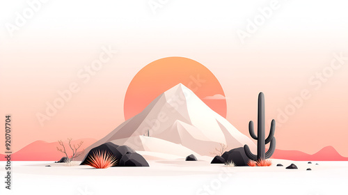 Minimalist Desert Landscape with Sunset for Your Next Design Project