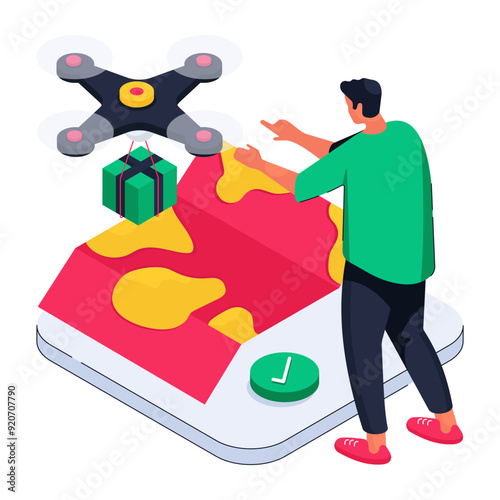 Modern design illustration of drone delivery


