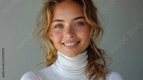 naturally beautiful young woman with freckles