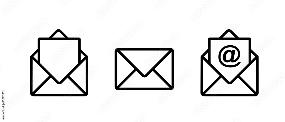 Email icon set. Post mail vector symbol. Envelope icon. E-mail icon. Mail icon vector for web Email icon set. Post mail vector symbol. Envelope icon. E-mail icon. Mail icon vector for web