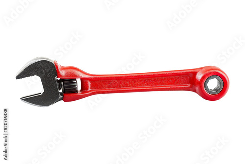 Red Adjustable Wrench Isolated