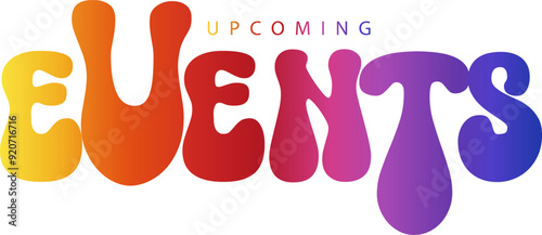 Upcoming events. Origami style speech bubble banner. Sticker design template with Upcoming events text. Vector EPS 10