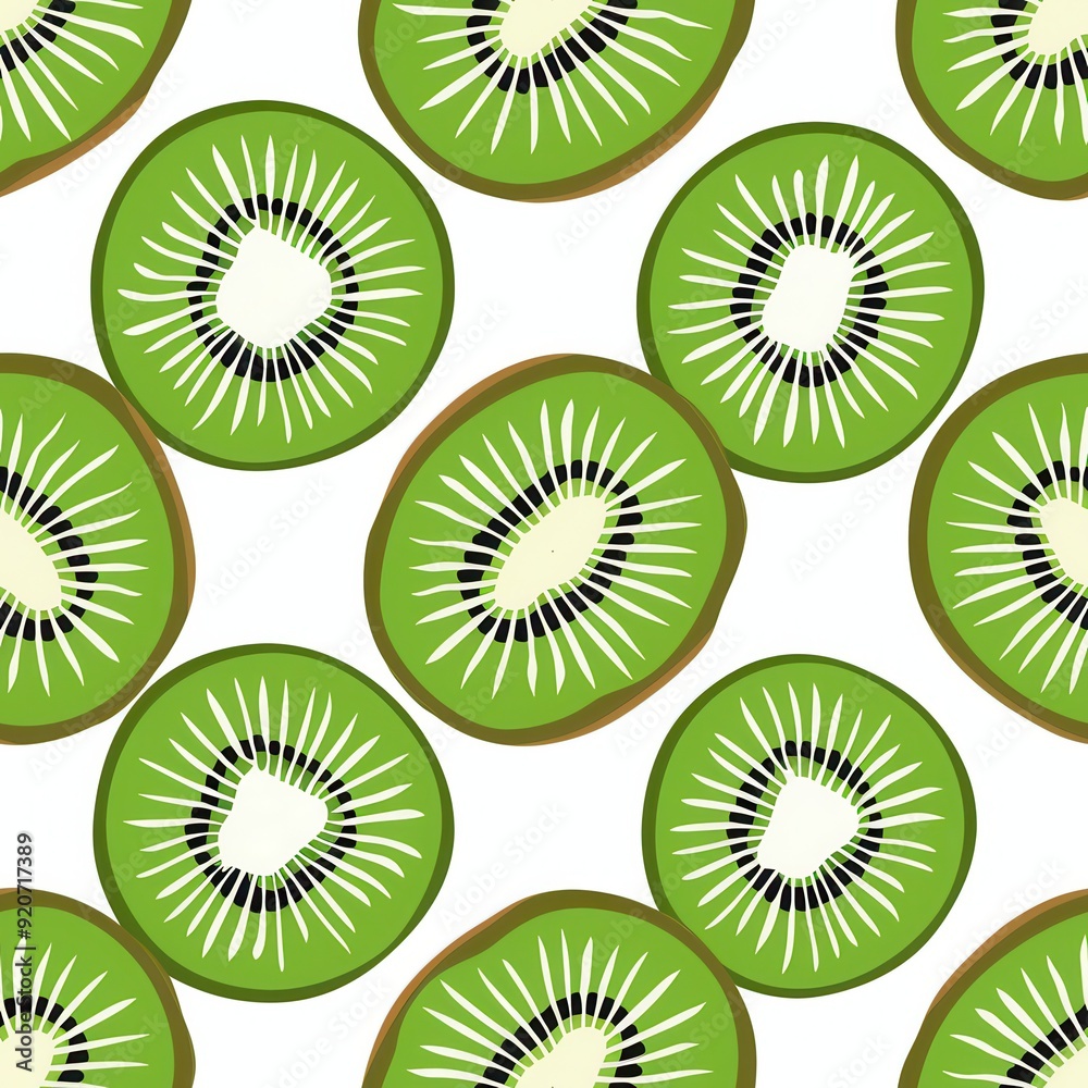 Seamless kiwi fruit cut slice  pattern background