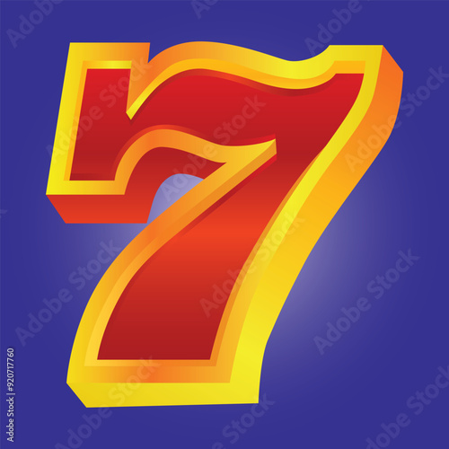 A striking red number 7 with a gold border vector illustration, ideal for use in casino, luxury, and decorative designs.High-quality perfect for websites, marketing materials, and promotional content.