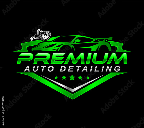 car detailing service logo emblem design template shiny car polish