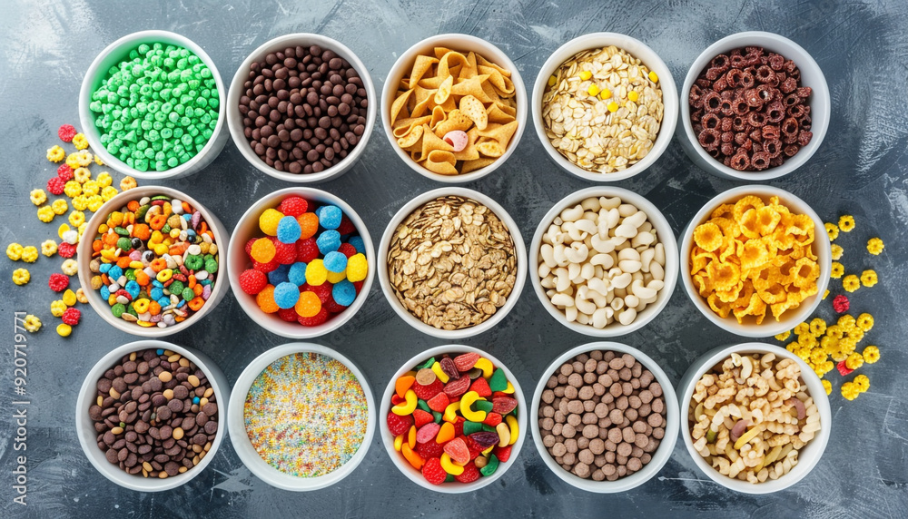 Variety of cold cereals quick breakfast for kids Variety of cold cereals quick breakfast for kids
