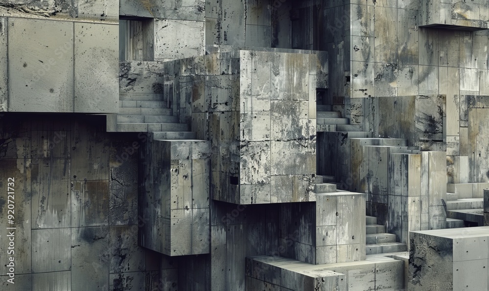 Decomposed architectural structure, highlighting intersecting planes and varied perspectives Decomposed architectural structure, highlighting intersecting planes and varied perspectives