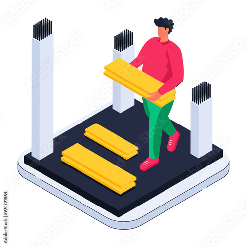 Modern design illustration of lumber

