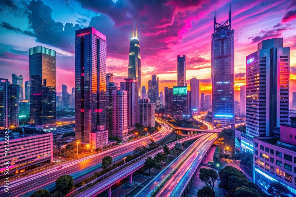 Neon-lit cityscape at dusk with sleek skyscrapers, bustling streets, and vibrant billboards, evoking a futuristic, retro vibe reminiscent of 80s synthwave culture. Neon-lit cityscape at dusk with sleek skyscrapers, bustling streets, and vibrant billboards, evoking a futuristic, retro vibe reminiscent of 80s synthwave culture.