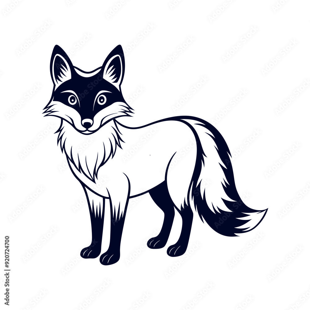 Obraz premium Fox silhouette vector Clip art isolated design illustration