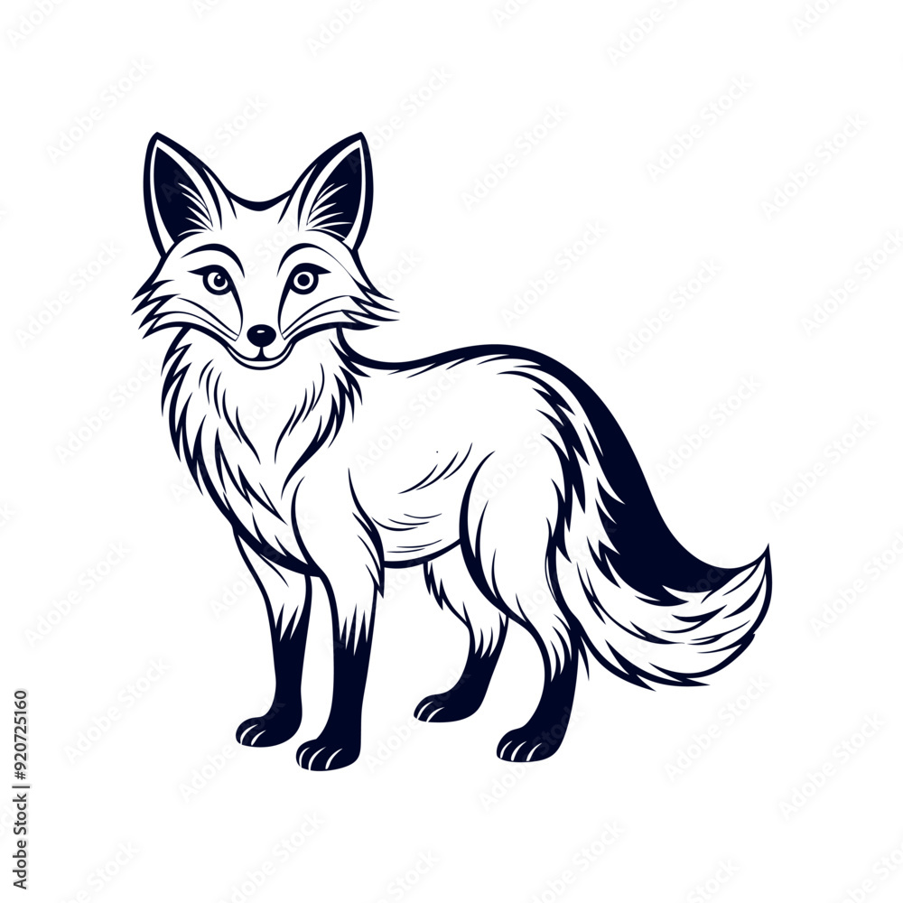 Obraz premium Fox silhouette vector Clip art isolated design illustration