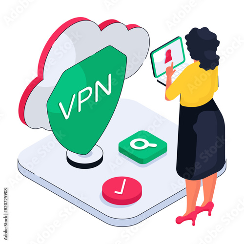 Perfect design illustration of cloud vpn

