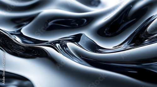 Wallpaper Mural Abstract image of smooth, flowing black and silver waves creating a glossy, reflective surface, ideal for backgrounds, technology, and modern art themes, Can be used for websites, graphics Torontodigital.ca