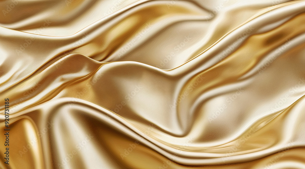 Fototapeta premium Wavy smooth structure of golden foil. Generative AI.