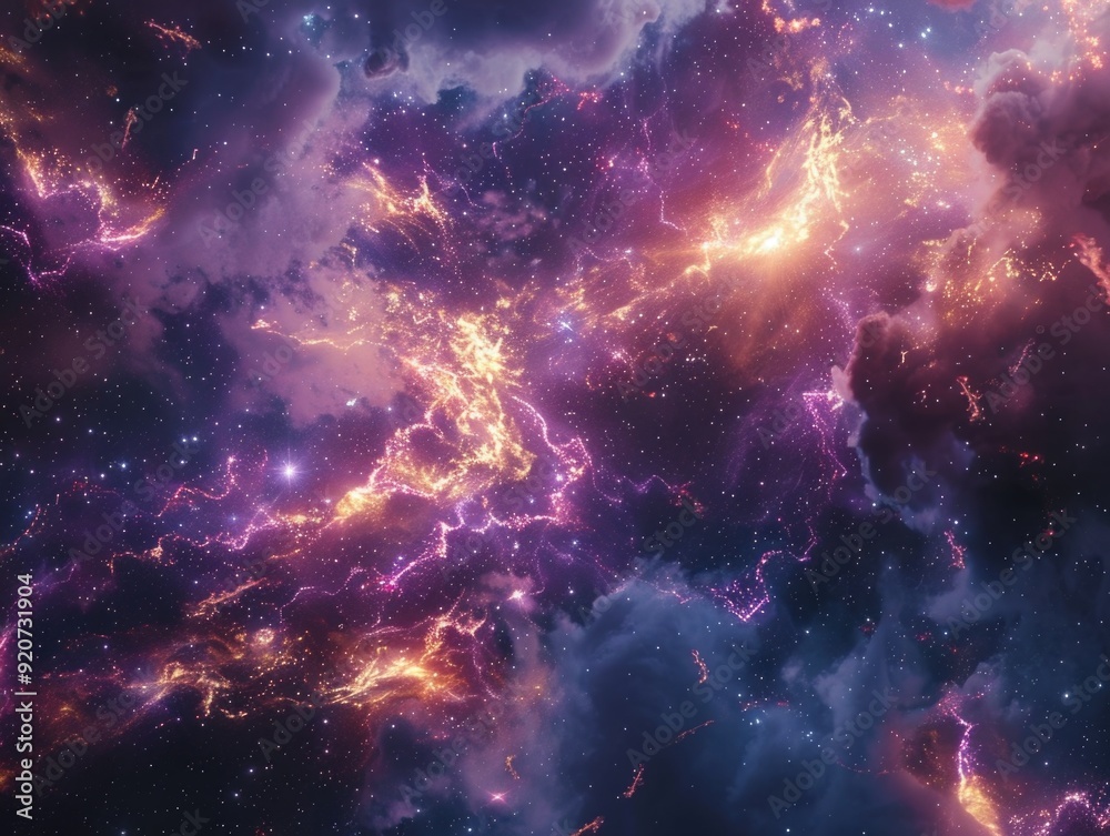 Fototapeta premium A cosmic spectacle with nebulous stars in deep space.