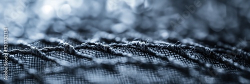 A detailed close-up image of a woven fabric texture with soft lighting, capturing the intricacies and patterns of threading in a serene manner. photo