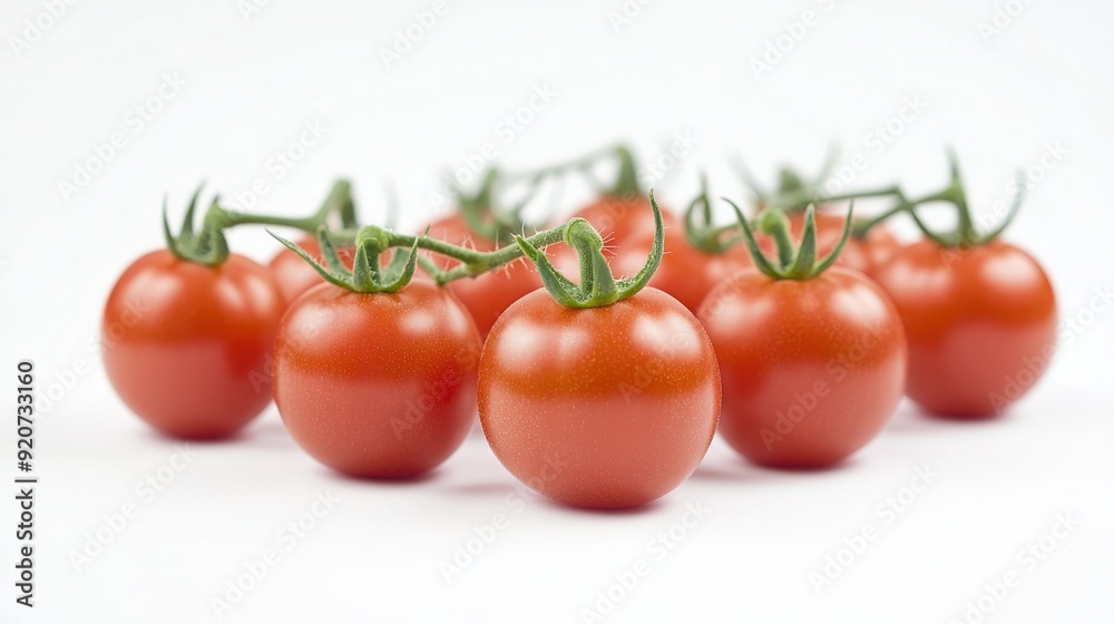 Vibrant Close-up of Fresh Cherry Tomato on White Background - Healthy Ingredient and Cooking Inspiration Vibrant Close-up of Fresh Cherry Tomato on White Background - Healthy Ingredient and Cooking Inspiration