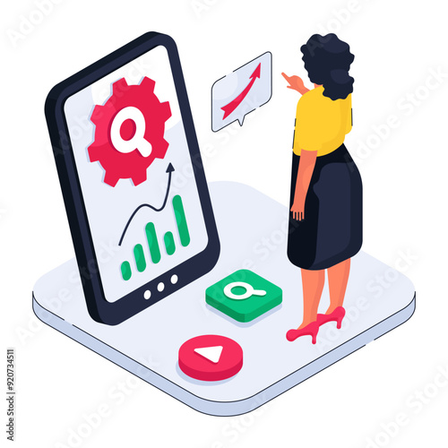 A beautiful design illustration of mobile data analytics

