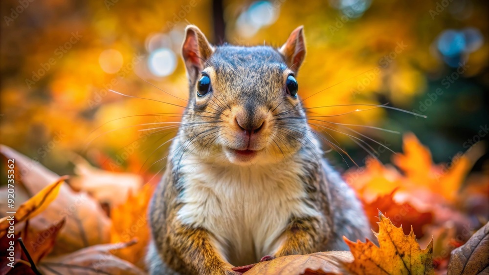 Squirrel sitting in the park and eating nuts, autumn season concept Squirrel sitting in the park and eating nuts, autumn season concept