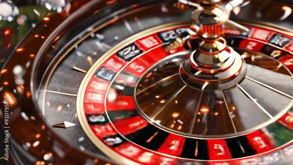 The roulette wheel is spinning in the casino The roulette wheel is spinning in the casino