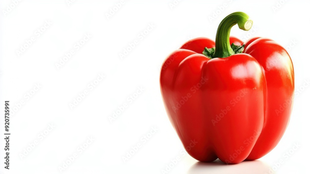 Vibrant Side Profile of Red Bell Pepper on White Background - Fresh Vegetable Photography