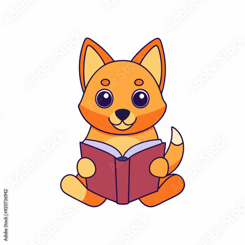 Dog reading book art vector
