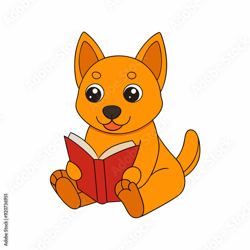 Dog reading book art vector