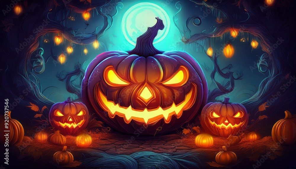 Fototapeta premium Creepy halloween themed background