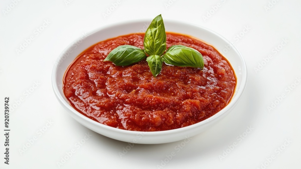 A beautifully presented plate of deep red tomato sauce on a white background, emphasizing its rich flavor and culinary versatility. A beautifully presented plate of deep red tomato sauce on a white background, emphasizing its rich flavor and culinary versatility.