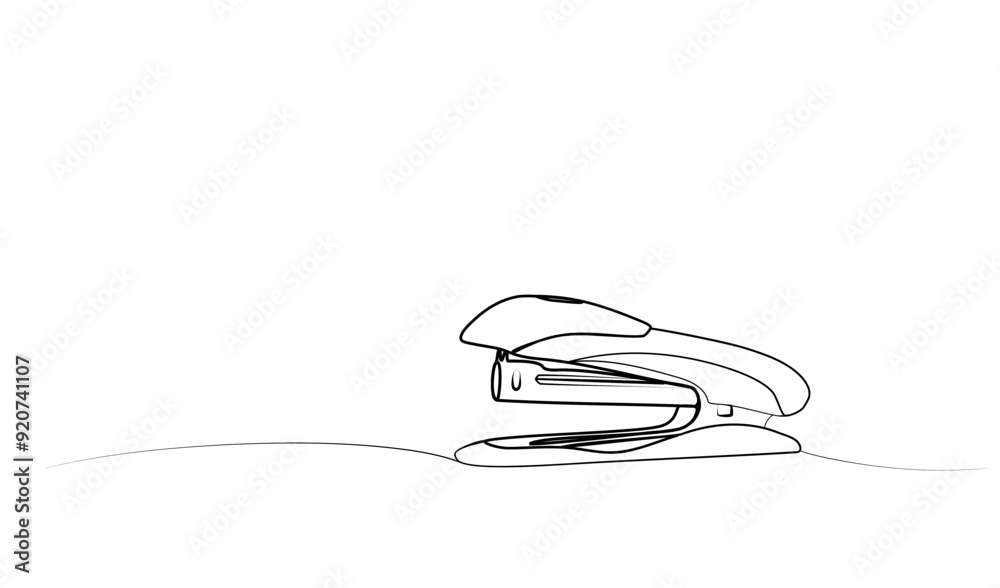 continuous stapler pattern in one line. school supplies vector