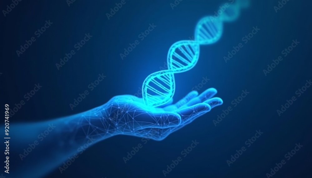 Exploring the blueprint of life A hand holding a DNA strand Exploring the blueprint of life A hand holding a DNA strand
