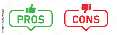 pros and cons. advantages disadvantages list template with thumbs up and down. transparent png and vector illustratio