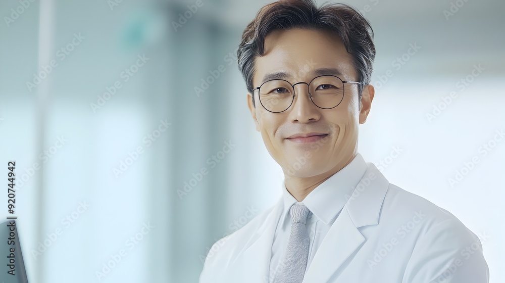 Confident Asian Business Executive Smiling in Office Environment