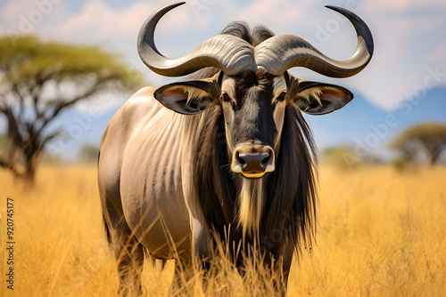 A Day in the Life of a Gnu: Reflective Solitude in the African Savannah photo