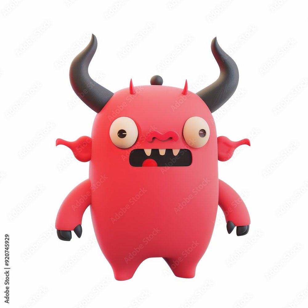 Fototapeta premium Demon, devil in 3D style on a white background