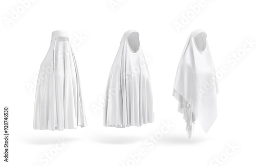 Blank white khimar, chador and burqa mockup, side view photo