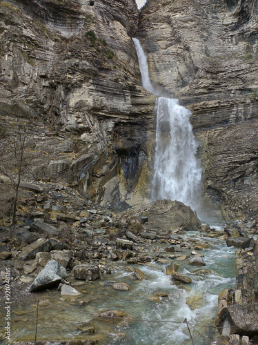 Sorrosal waterfall in the municipality of Broto in Huesca, Spain