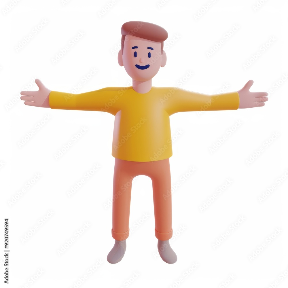 Character smiling man in 3D style on a white background
Character smiling man in 3D style on a white background