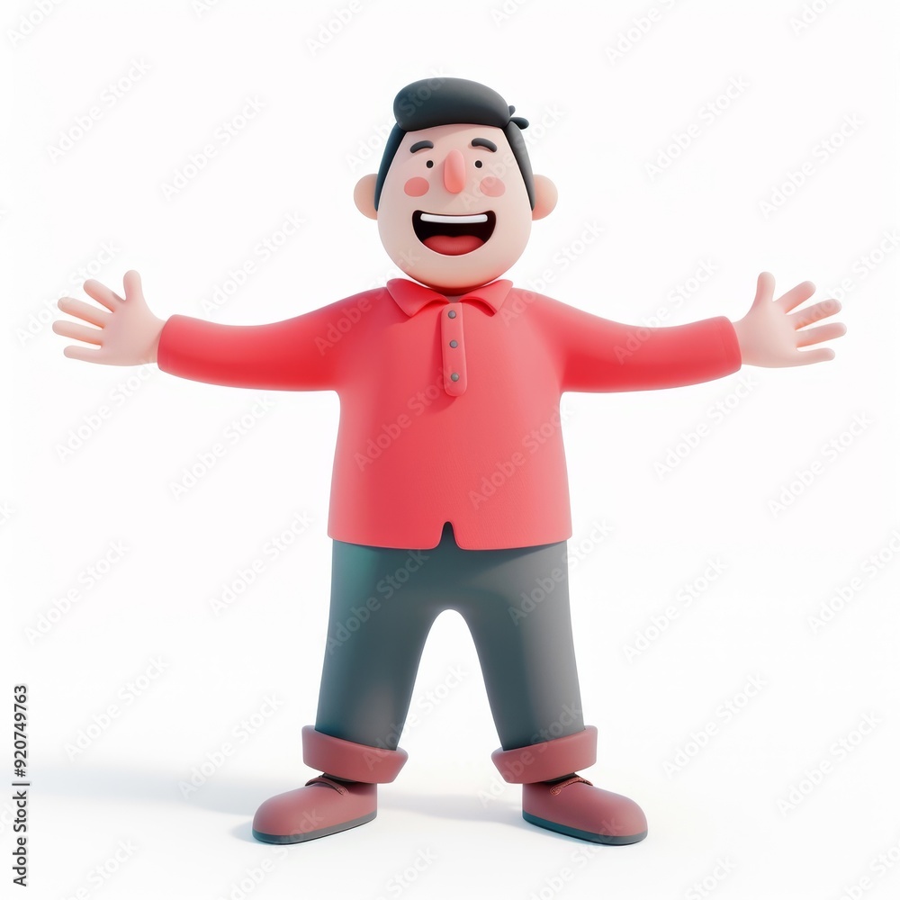 Character smiling man in 3D style on a white background
Character smiling man in 3D style on a white background