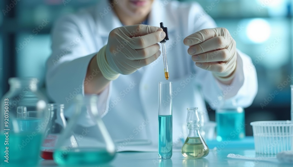 Fototapeta premium Precision in Science A Scientists Hands at Work