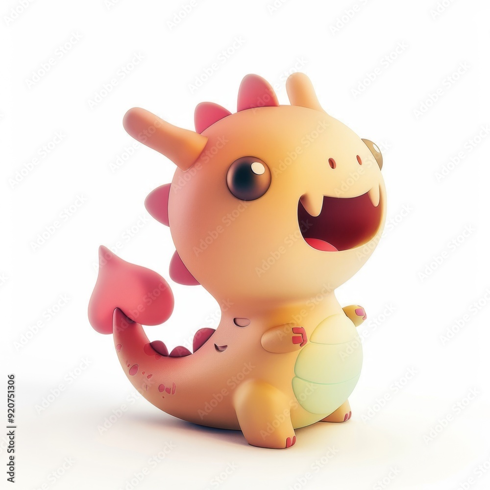 Naklejka premium figurine of a funny dragon in 3D style on a white background 