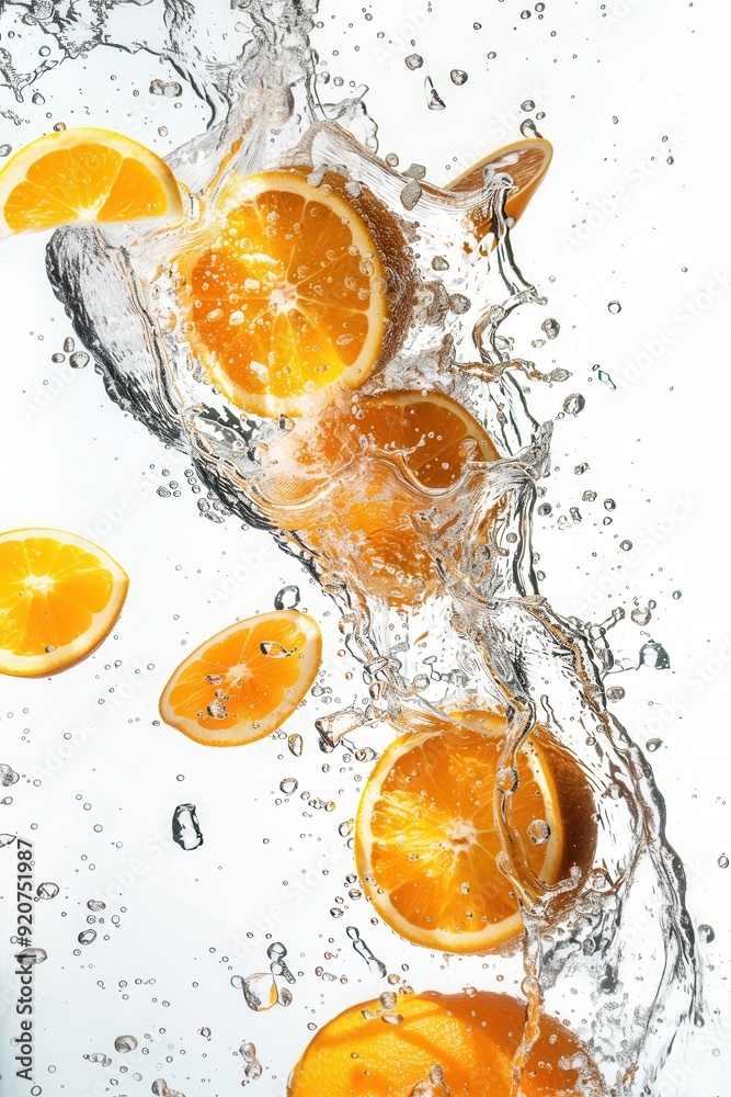 Fresh orange fruit with water splash closeup view Fresh orange fruit with water splash closeup view