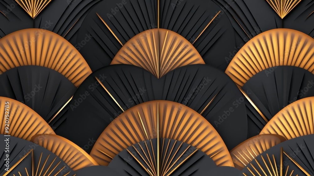 Abstract art deco pattern, gold and black, intricate geometric design, elegant Abstract art deco pattern, gold and black, intricate geometric design, elegant