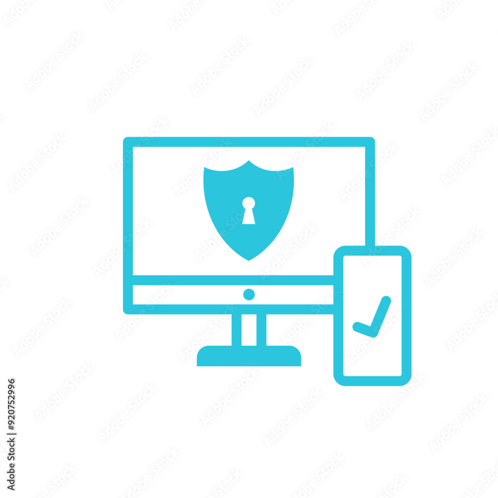 Two Factor Authentication icon. Isolated on white background. From blue icon set Two Factor Authentication icon. Isolated on white background. From blue icon set