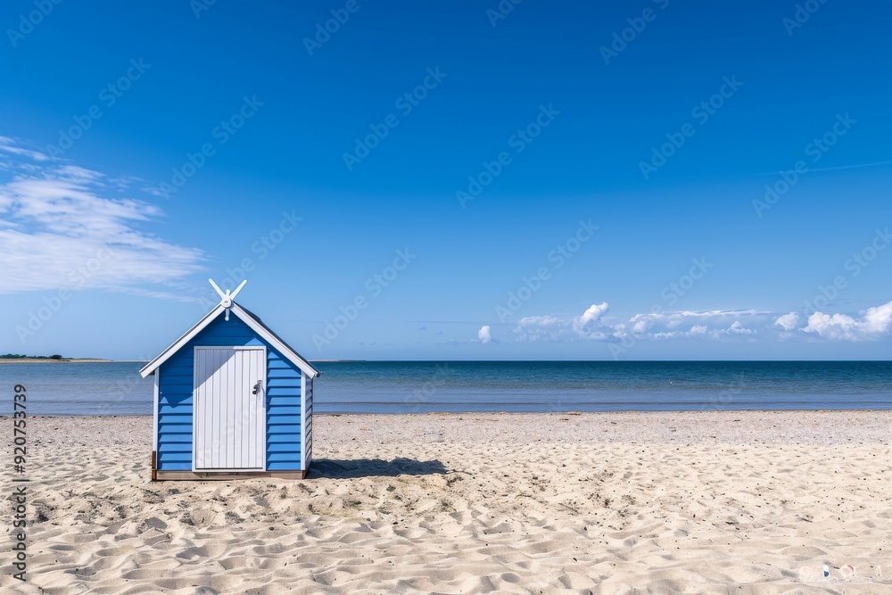 Cabines de bain multicolores alignées sur la plage déserte de Berck-plage au petit matin. Beautiful simple AI generated image in 4K, unique. Cabines de bain multicolores alignées sur la plage déserte de Berck-plage au petit matin. Beautiful simple AI generated image in 4K, unique.